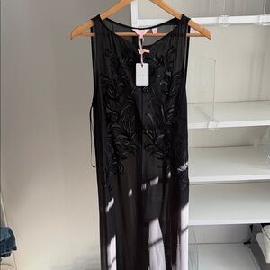 Ted Baker Black Sheer Embroidered Top